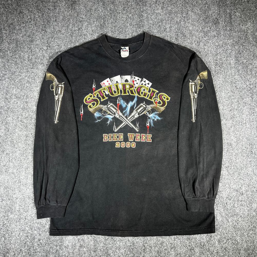 Sturgis Bike Week 2009 Long Sleeve Tee XL Faded Black